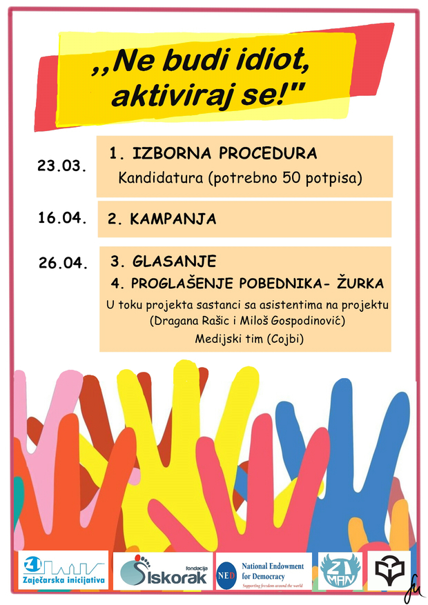 Reklamni poster za kampanju biranja predsenika parlamenta zaječarske gimnazije